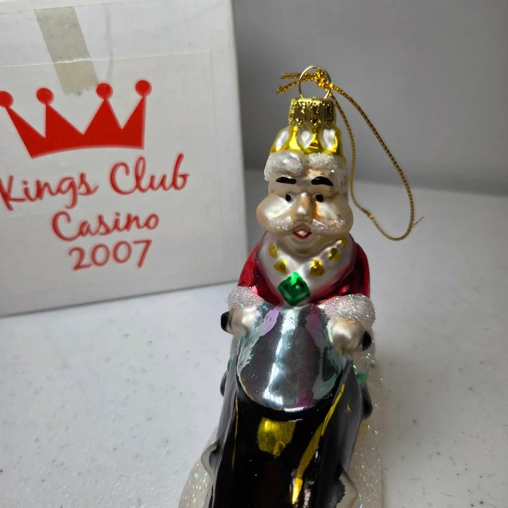 Kings Club Casino 2007 Snowmobile King Glass Christmas Ornament Bay Mills MI